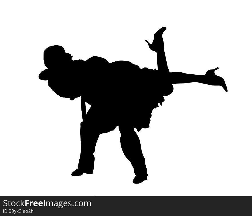 Silhouette illustration of young couple ballroom dancing. Silhouette illustration of young couple ballroom dancing