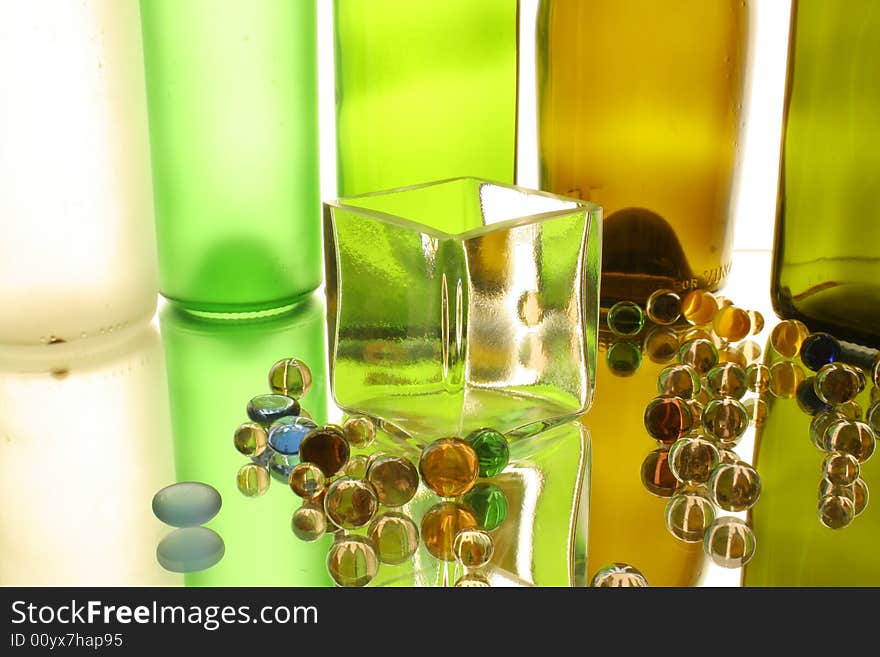 Glass; transparent; glass balls;cube; Multi-coloured;Bottles; green;. Glass; transparent; glass balls;cube; Multi-coloured;Bottles; green;