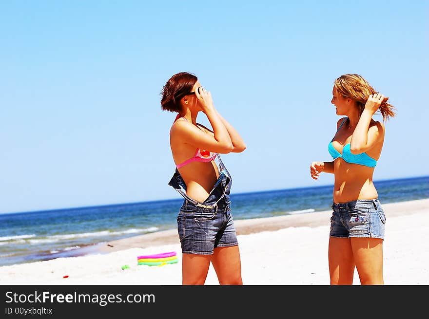 Young attractive girls enjoying summertime