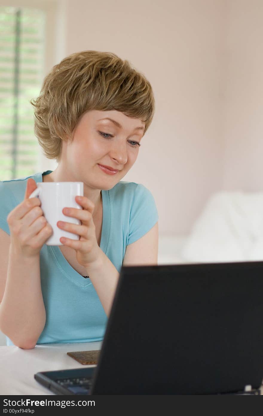 Young woman working on a laptop