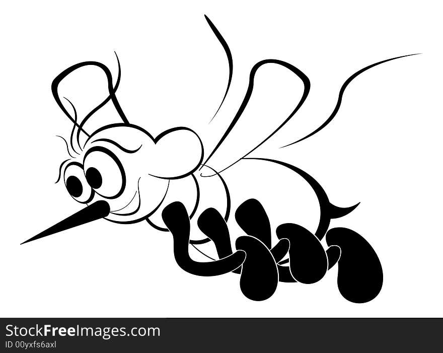 Line illustration for the flying Bee