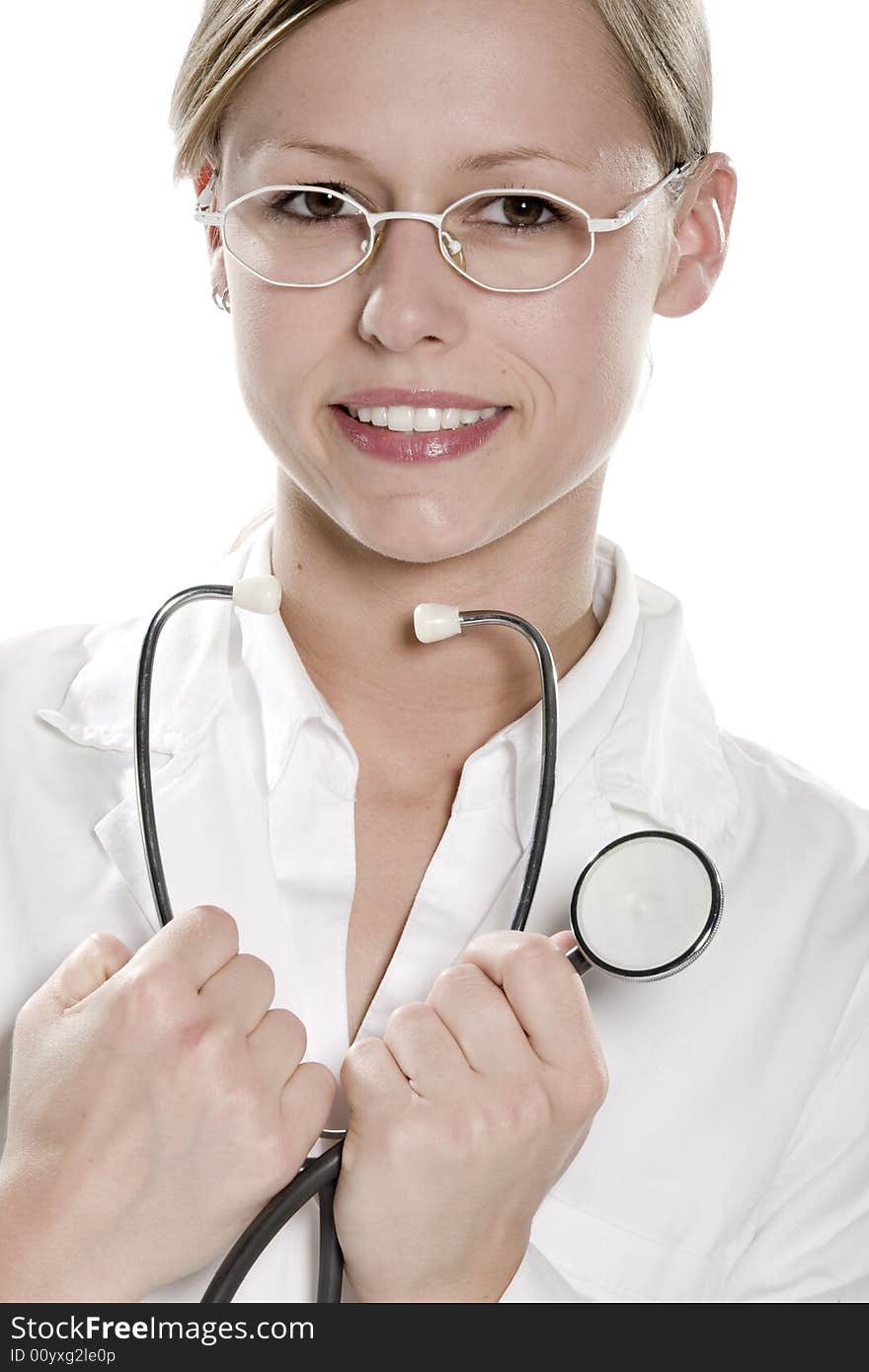 Beautiful young doctor with stethoscope. Beautiful young doctor with stethoscope