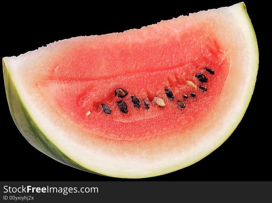 Isolated watermelon section on a black background. Isolated watermelon section on a black background.