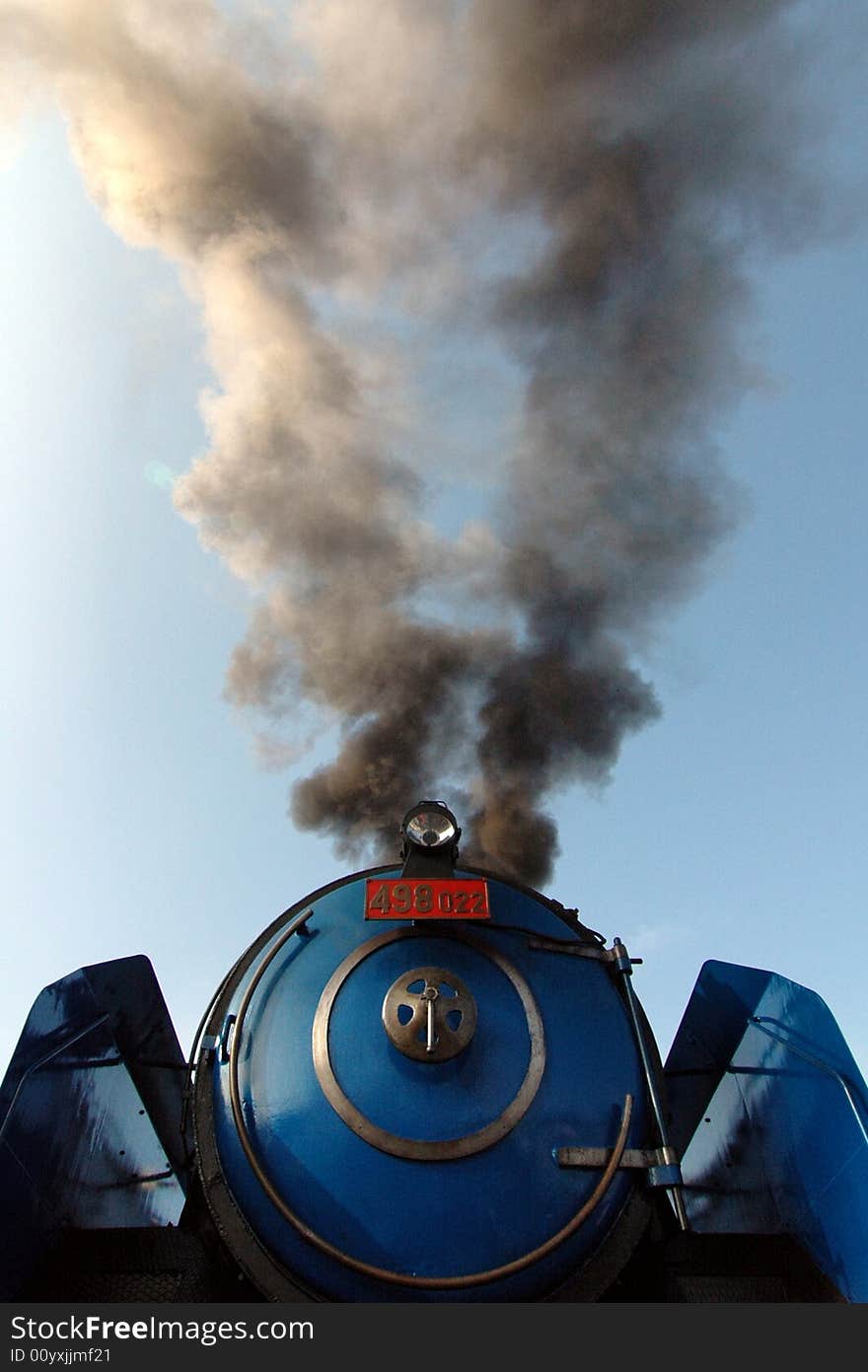 Old steam engine - locomotive´s smoke