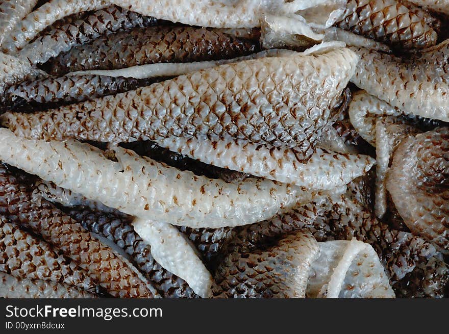 The fishskin in a small eatery