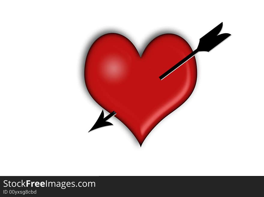 An illustration of a red heart with a arrow through it.