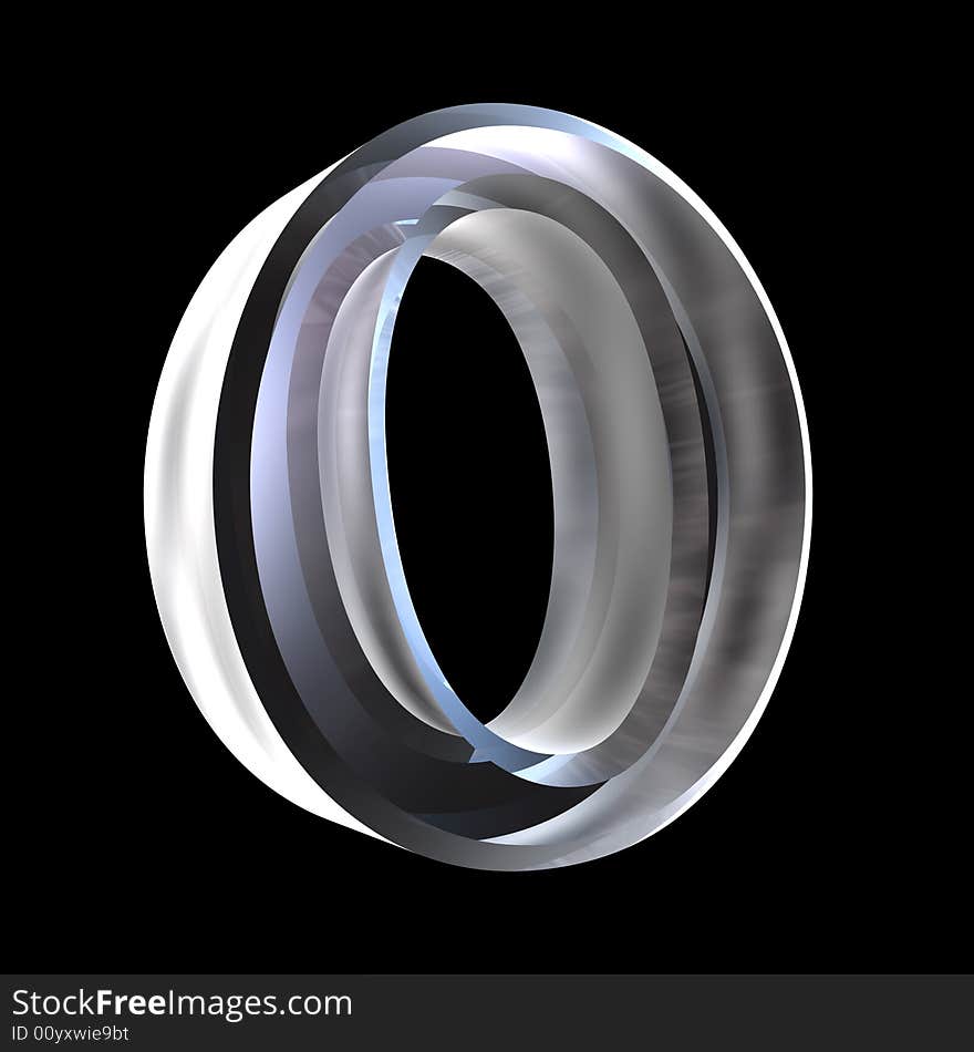 3D Omicron symbol in glass