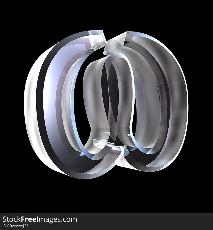 Omega symbol in glass X (3d)