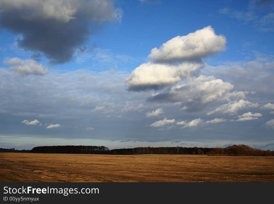 Some bright clouds on an evening blue sky. Some bright clouds on an evening blue sky