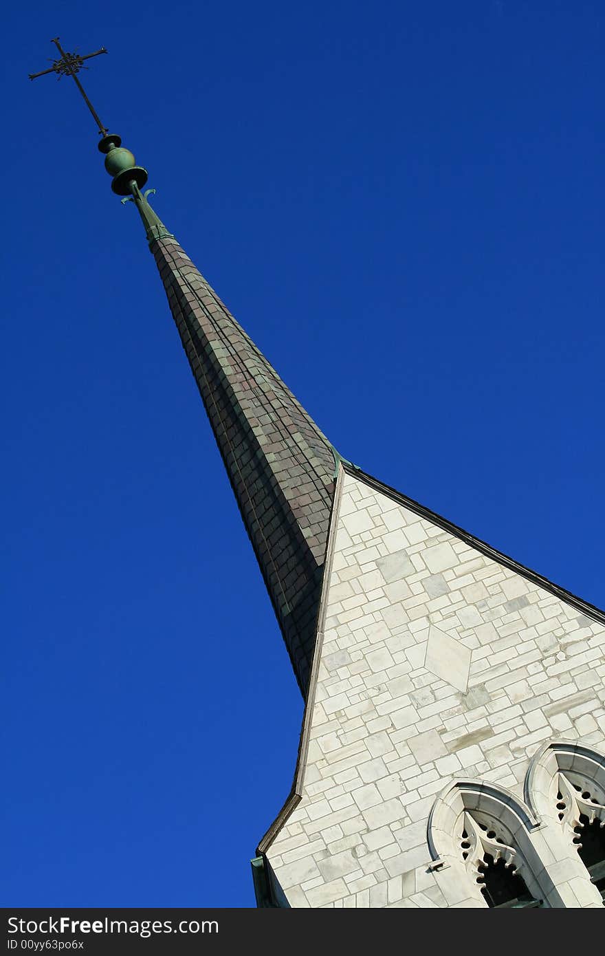 Church Tower in Marble with One Cross