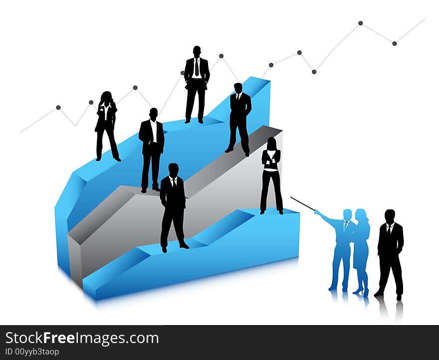 Illustration of business people on graph