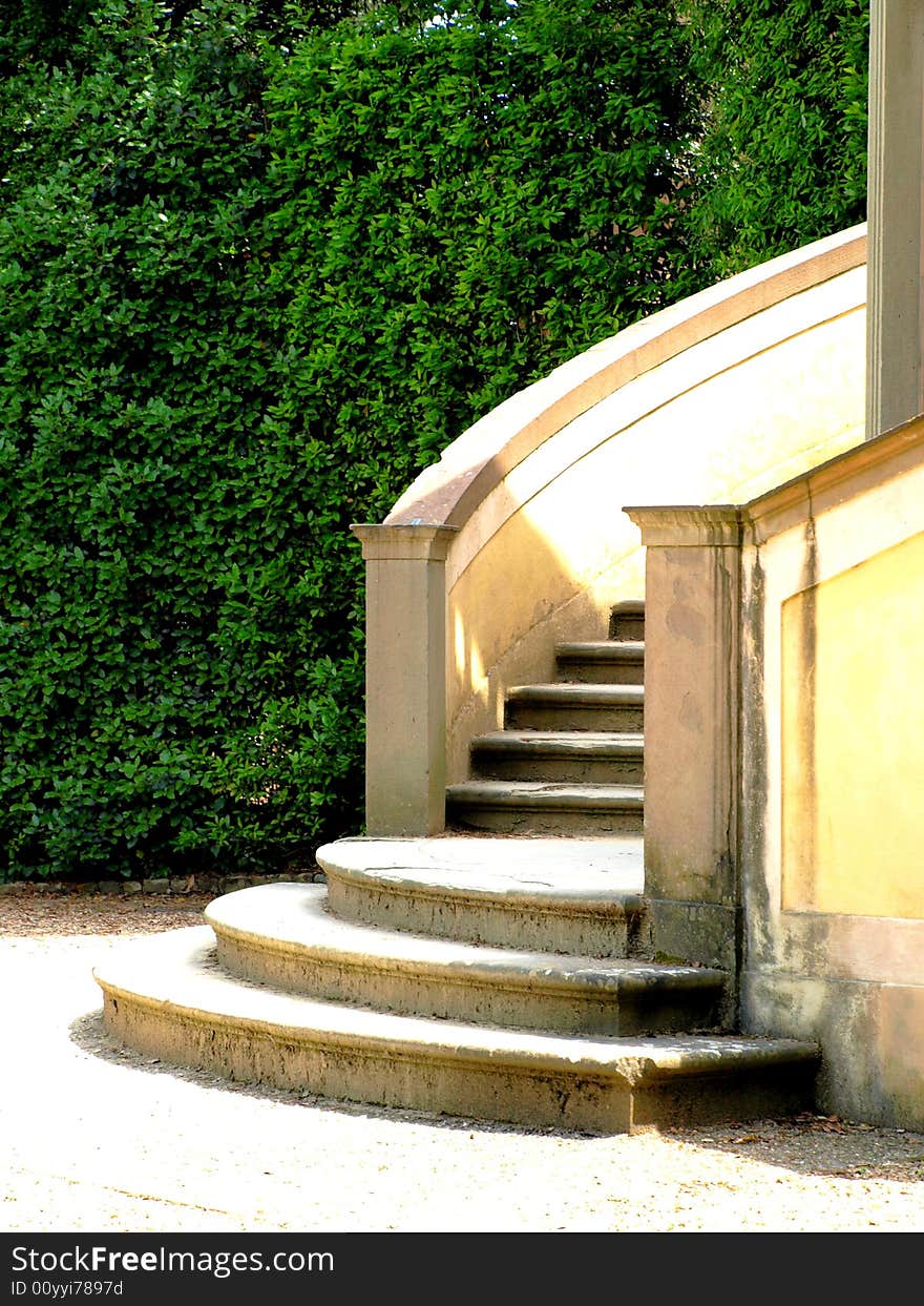 A glipse of a staircase in Boboli garden in Florence