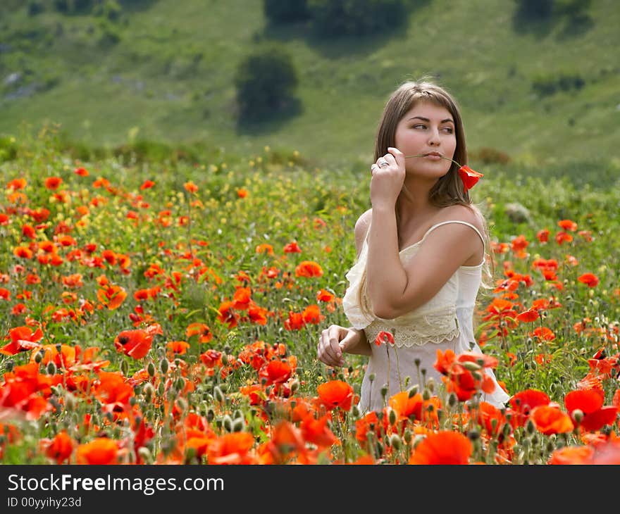 Girl with poppy