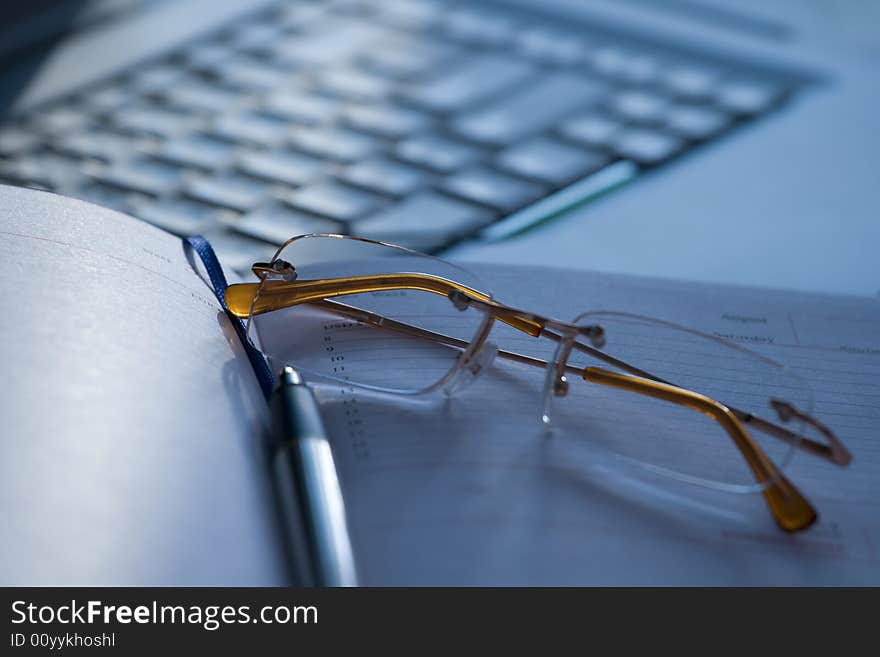 White Laptop And Glasses