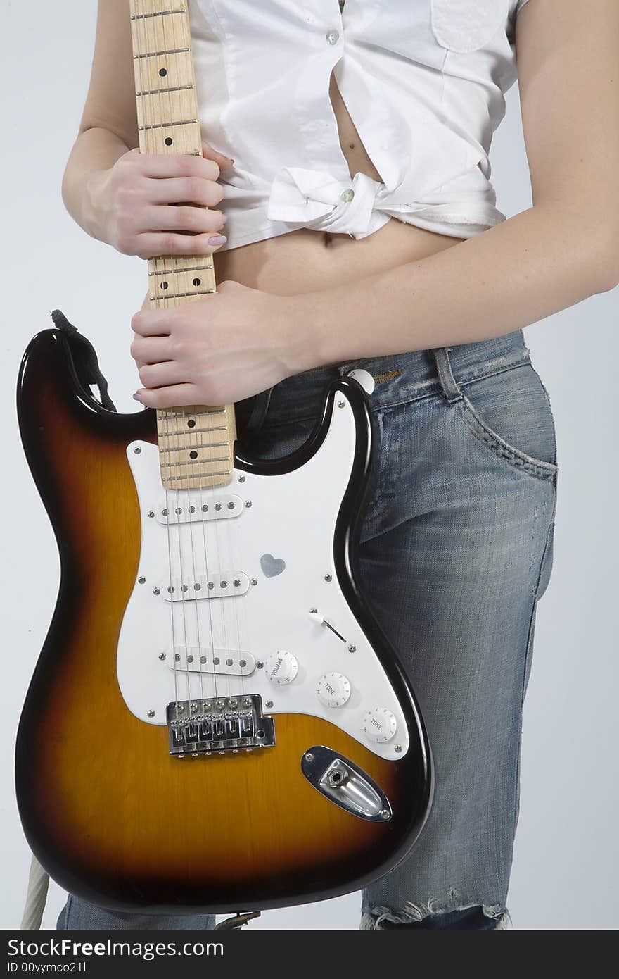 Beautiful teen guitar rocker girl