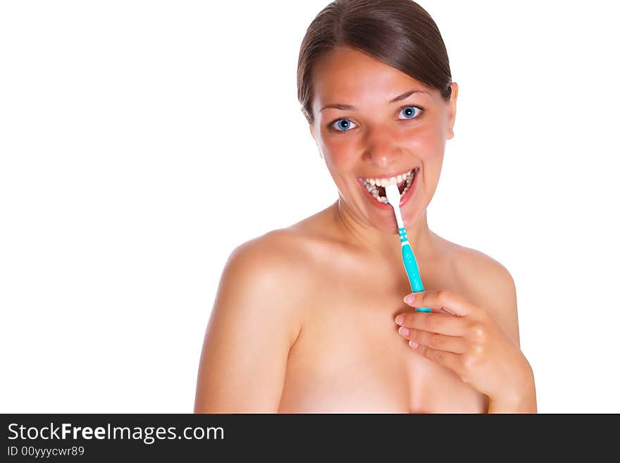 Woman with toothbrush