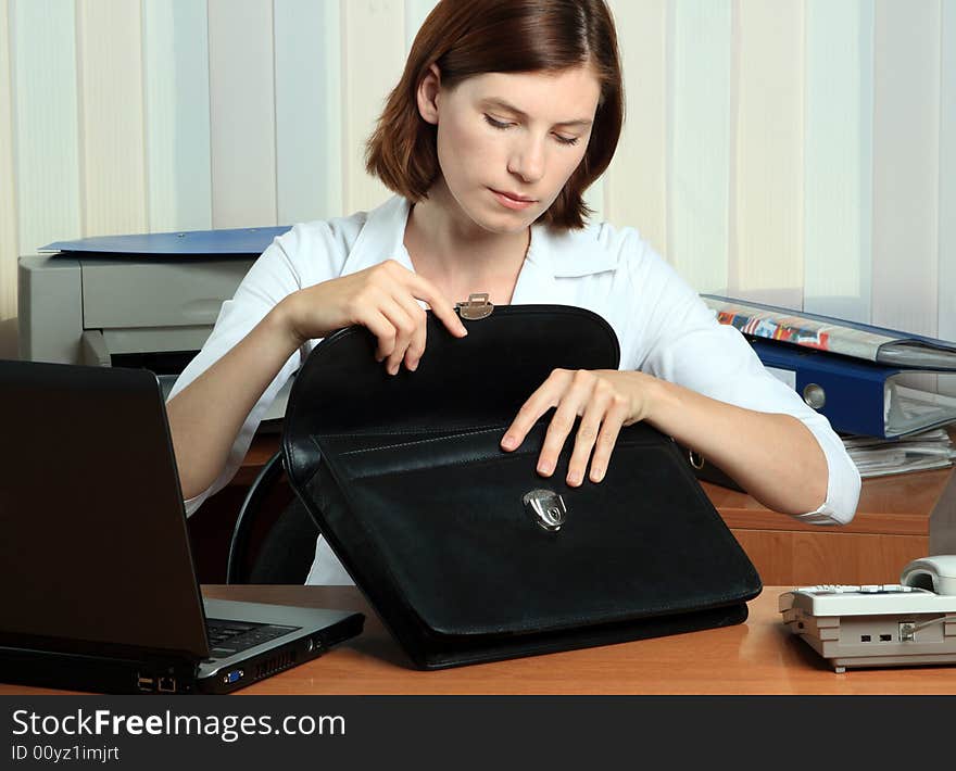 Beautiful young woman work at the office. Beautiful young woman work at the office