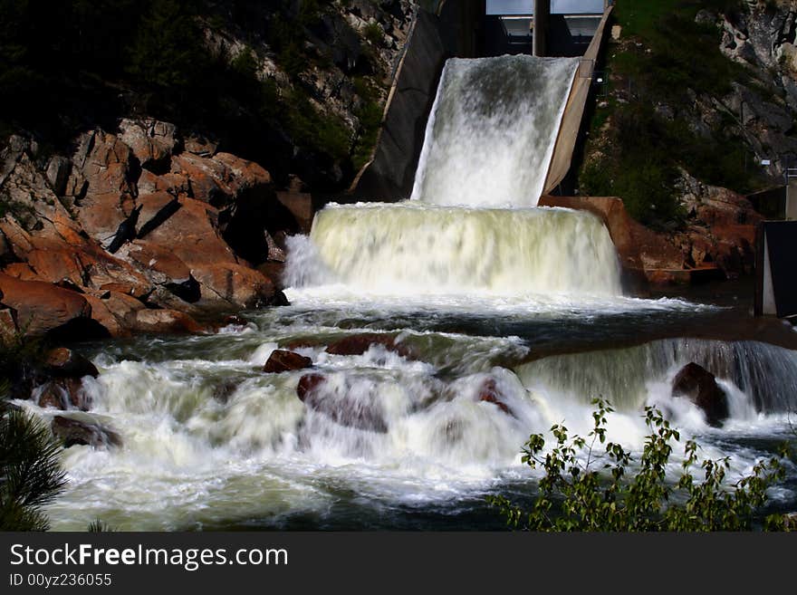 Open spillway at Cascade Dam, Cascade Idaho