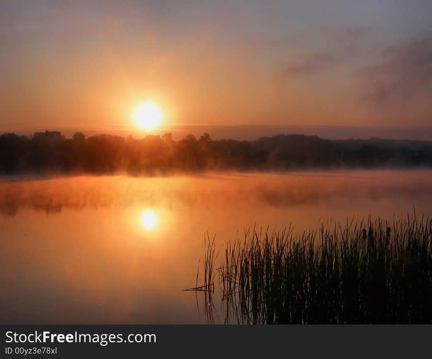 Colourful dawn ashore wonderful quiet lake. Colourful dawn ashore wonderful quiet lake