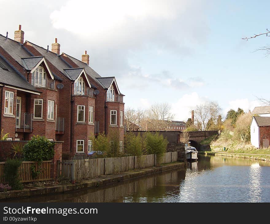 House by the water canal in Macclesfield (Cheshire,England)