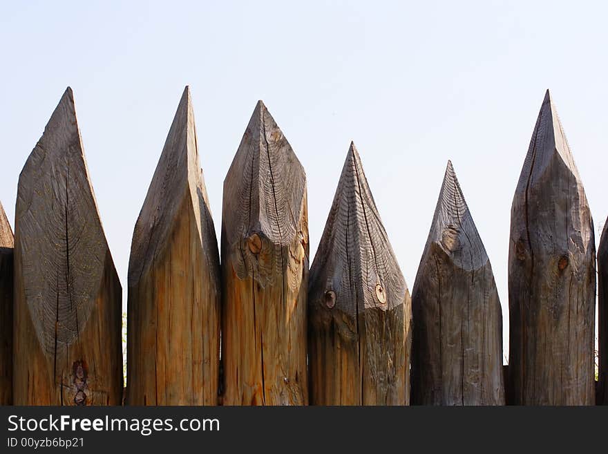 Natural picket fence. Horizontal frame.