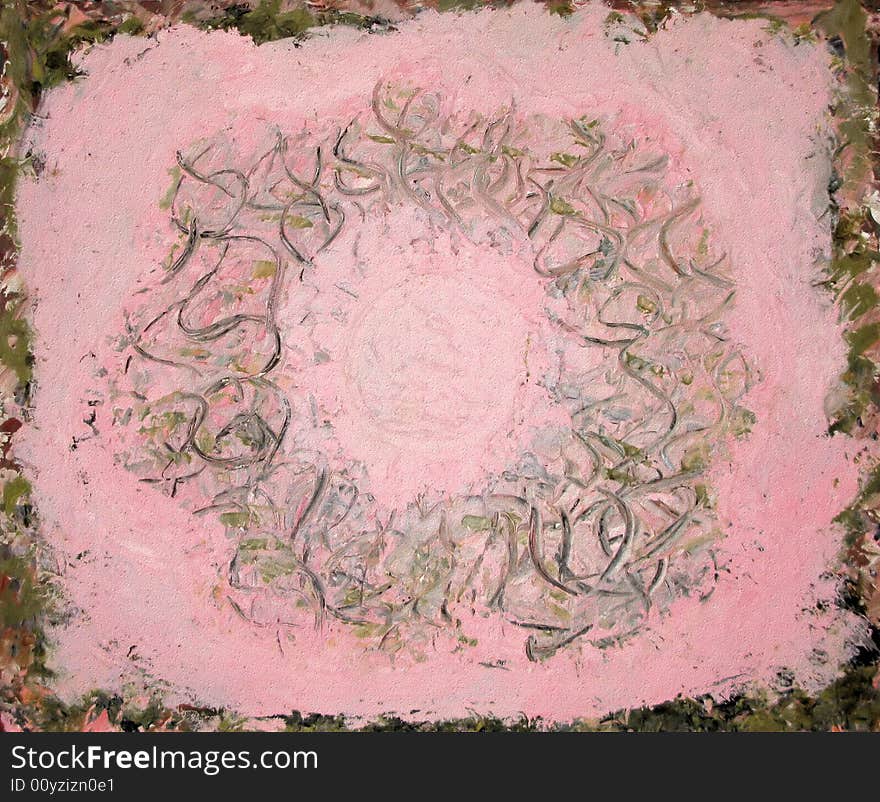 Pink Grunge impasto knife painted textured oil painting for interior design. Pink Grunge impasto knife painted textured oil painting for interior design