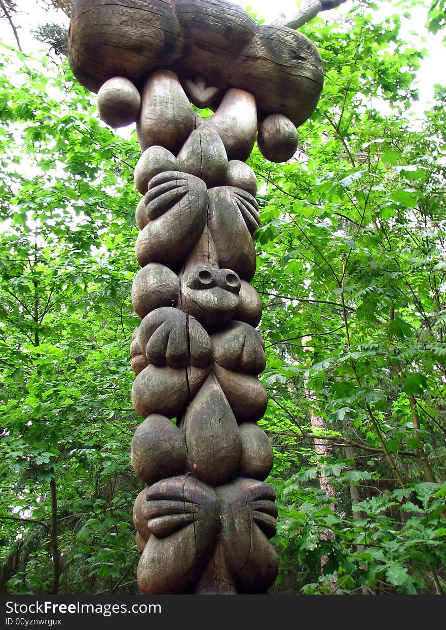 Wooden sculpture in wild in Lituania