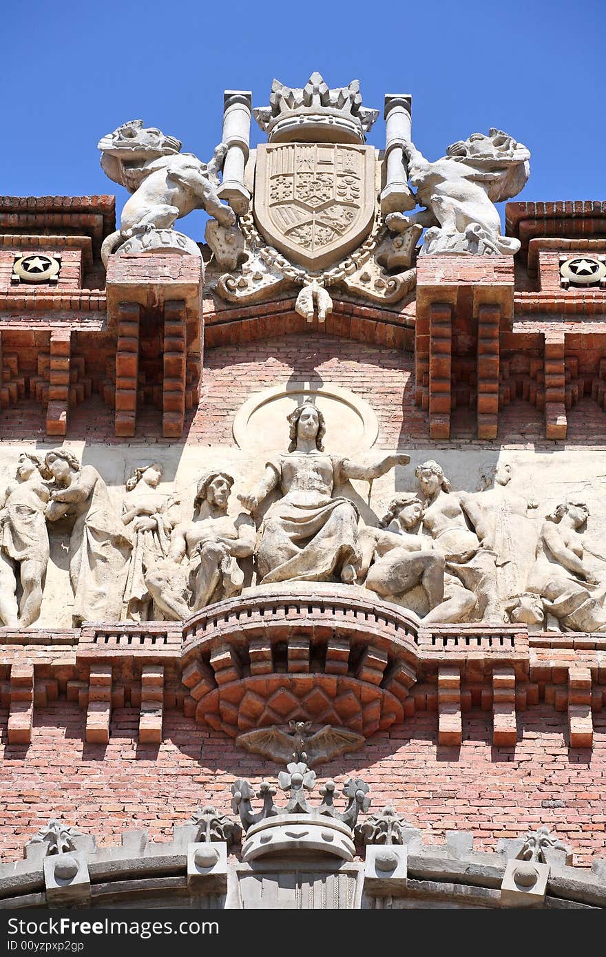 Fragment of triumphal arch in Barcelona