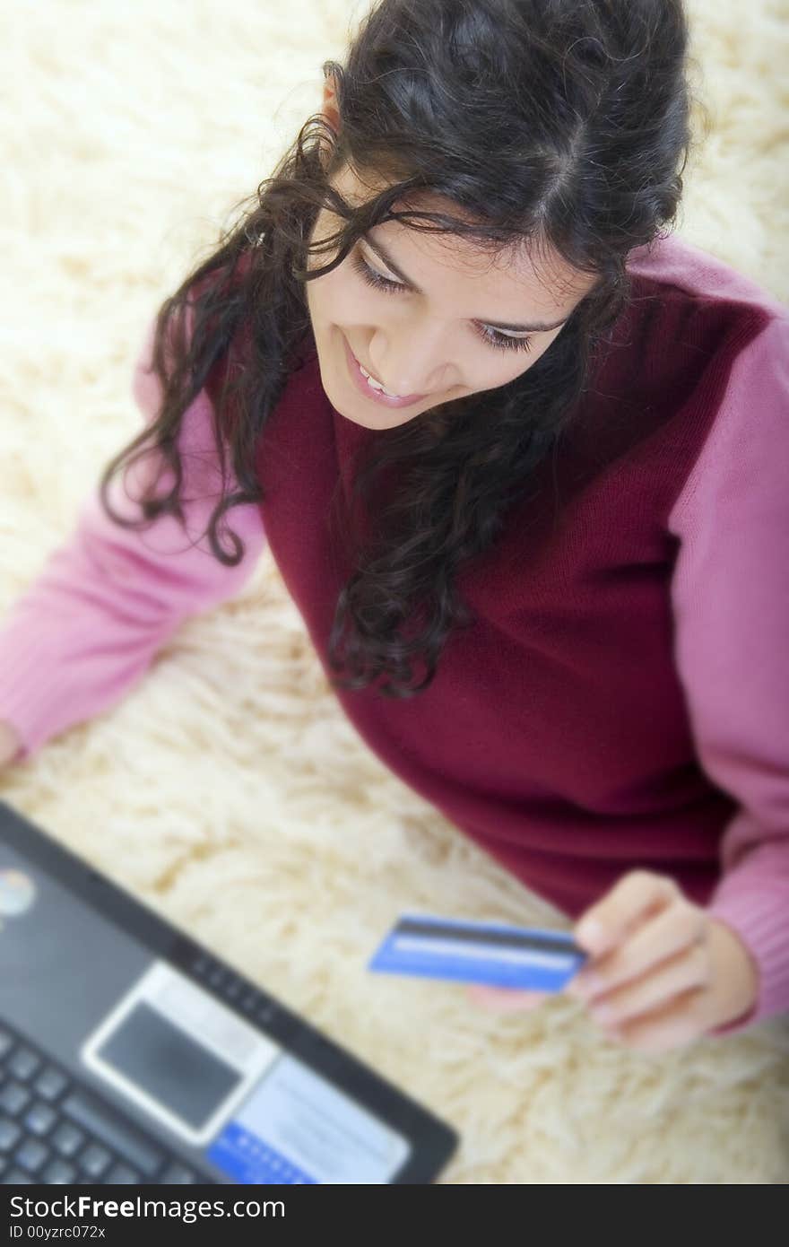 Young woman shopping online