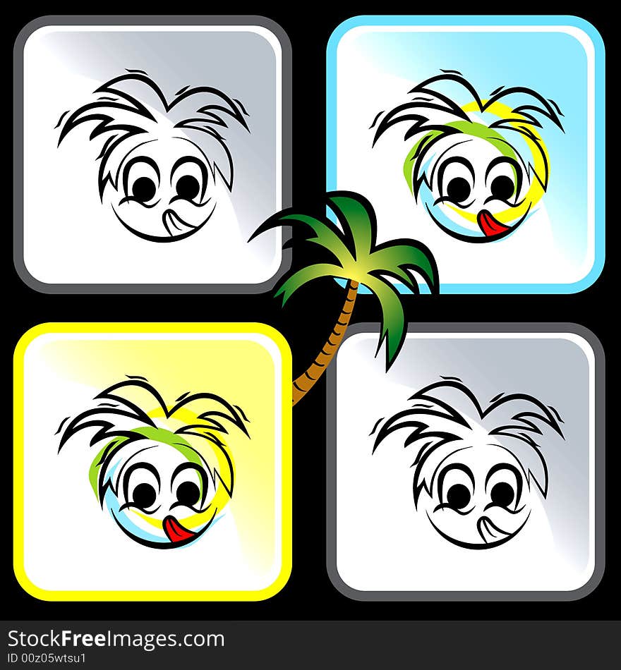 Summer Yummy & Delicious Icon/Logo with Coconut Tree at the Middle. Summer Yummy & Delicious Icon/Logo with Coconut Tree at the Middle