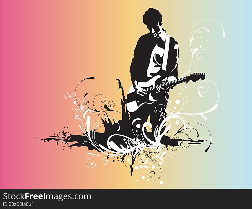 Illustration of a man playing guitar. Illustration of a man playing guitar