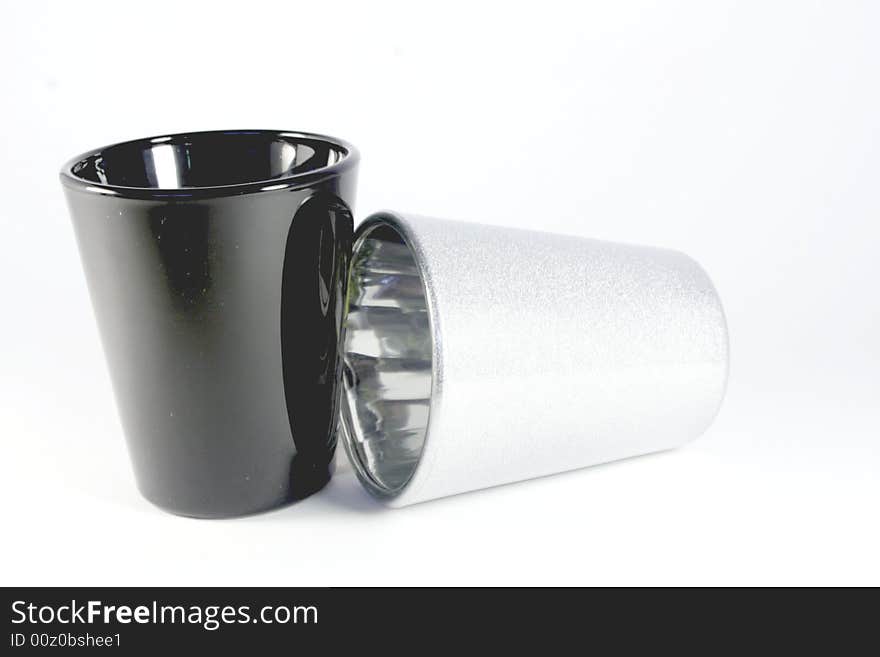 Black and silver shot glasses