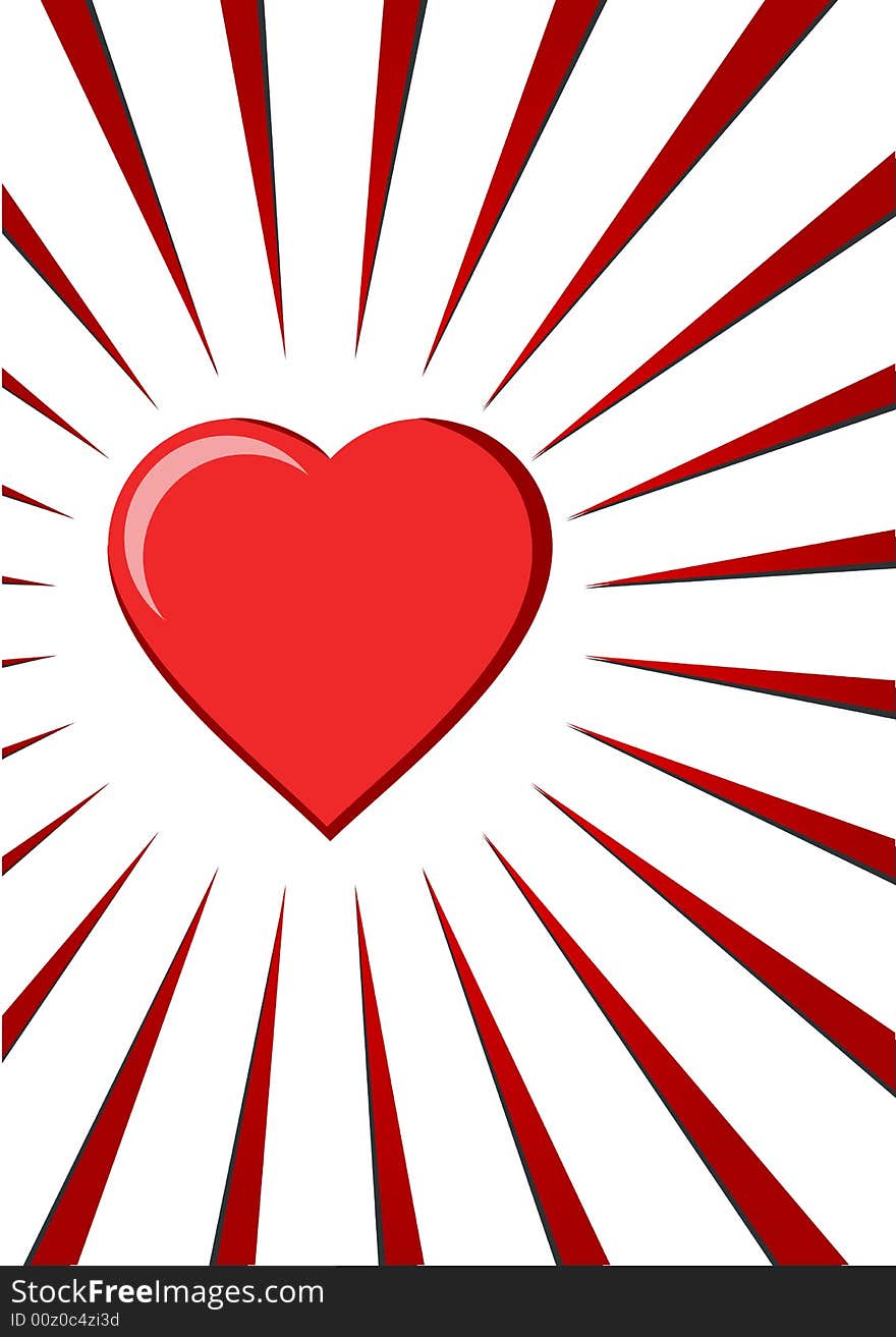 A red heart on a white background accentuated by spires -- could be used to denote excitement or pain. A red heart on a white background accentuated by spires -- could be used to denote excitement or pain.