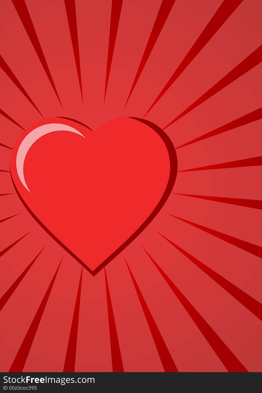 A red heart on a red background accentuated by spires -- could be used to denote excitement or pain. A red heart on a red background accentuated by spires -- could be used to denote excitement or pain.