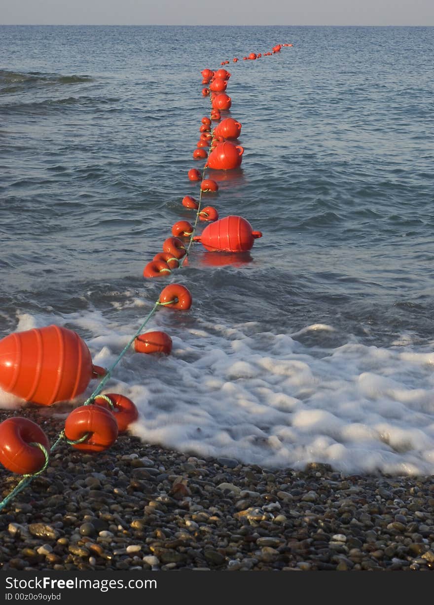 Red bouys in the rising