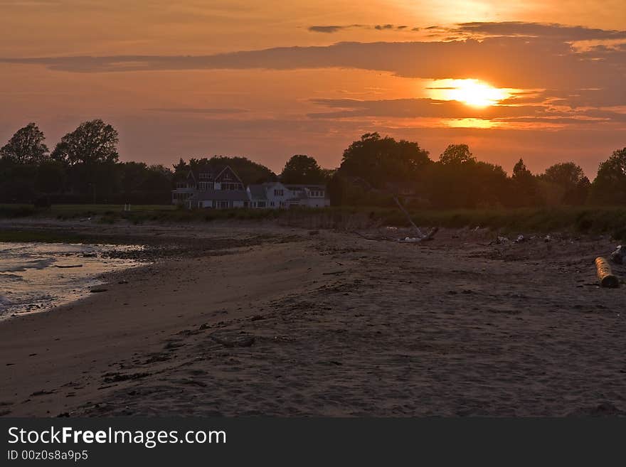 Sunset at the beach in Connecticut.