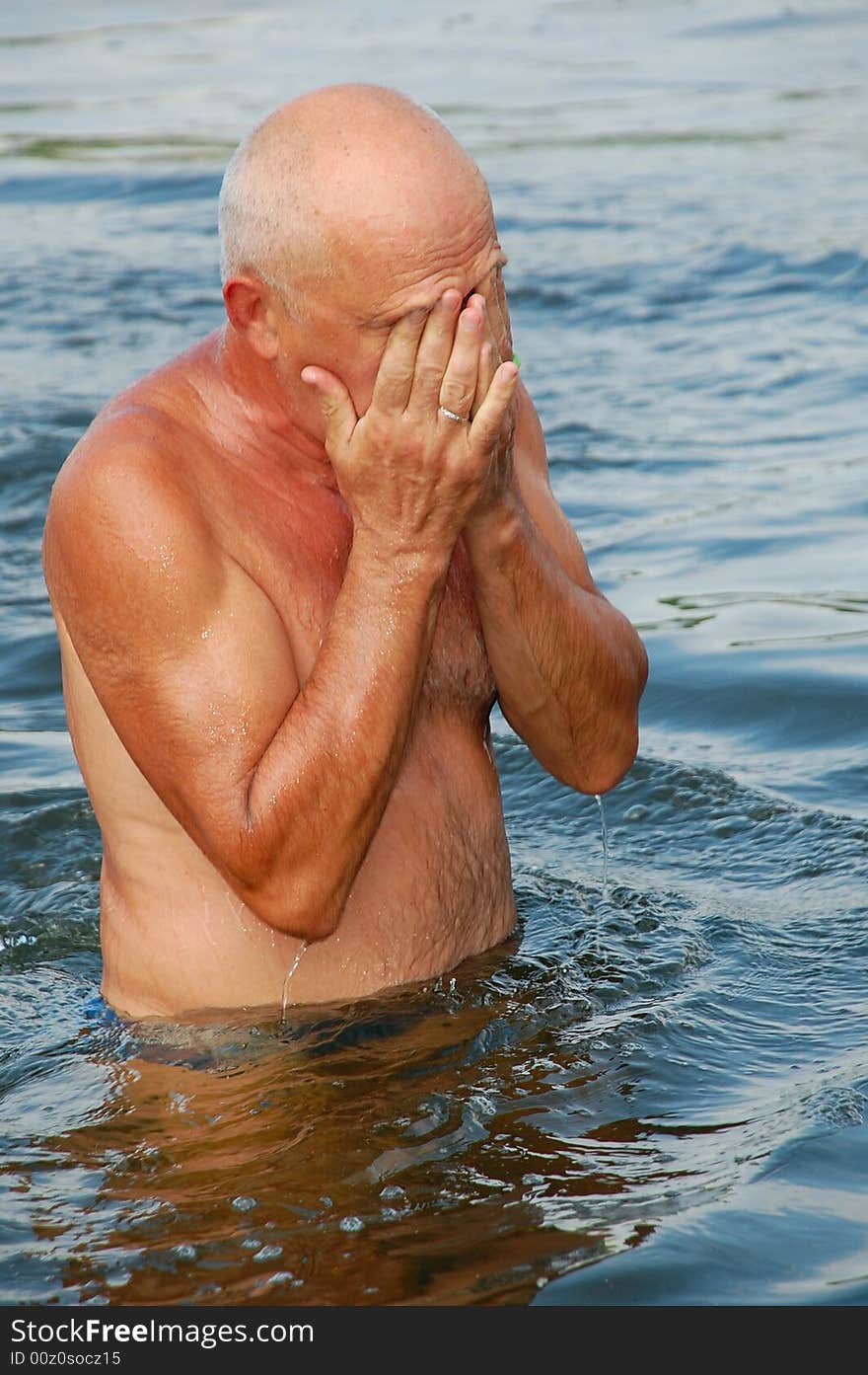 Eldery Man In Water