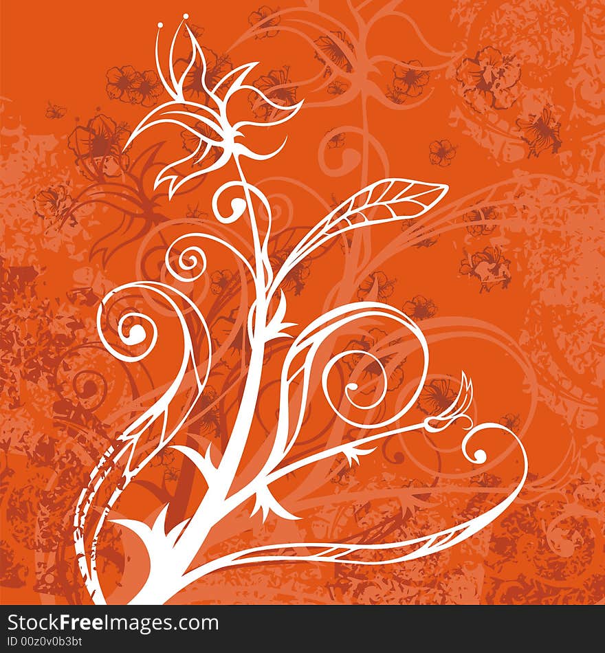 Grunge floral design in red colors, vector illustration series. Grunge floral design in red colors, vector illustration series.