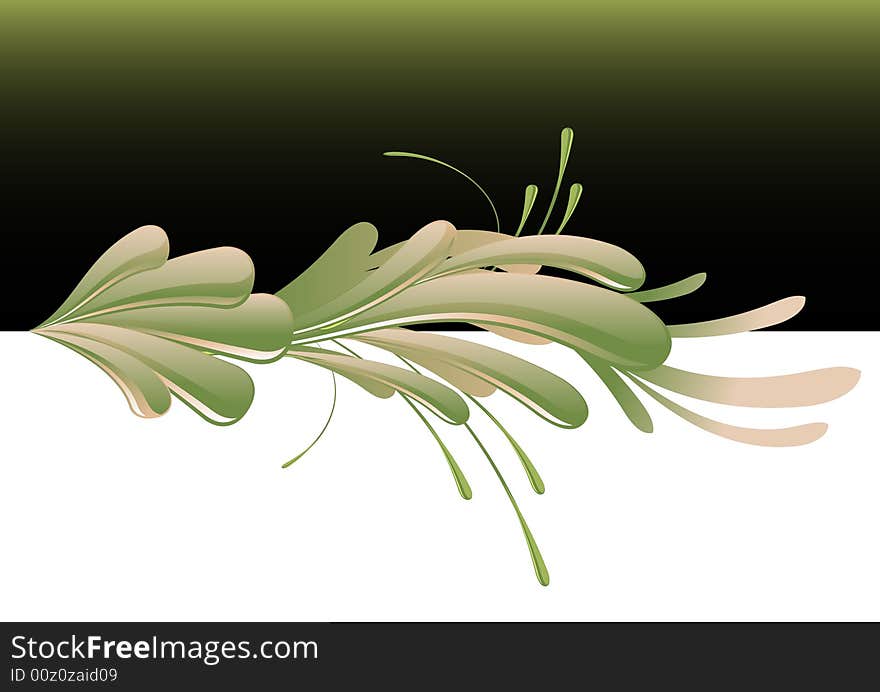 A floral pink and green illustration. A floral pink and green illustration