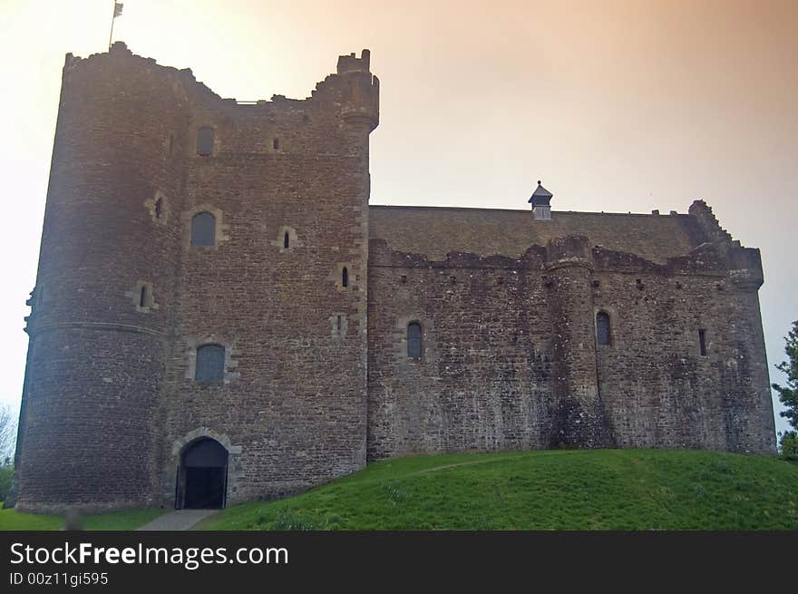 Front View Of The Scottish Castle