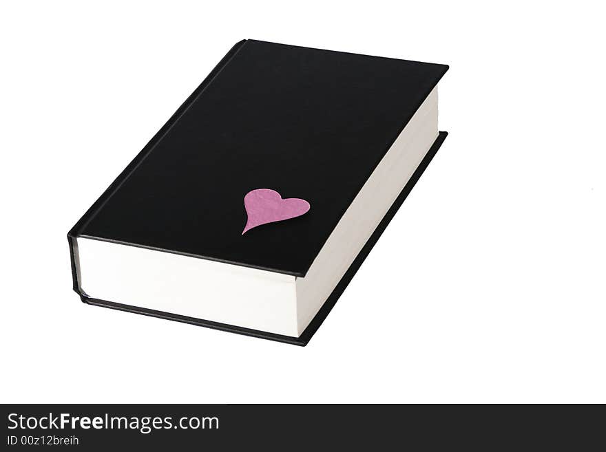 Thick Book With A Black Blank Cover On A White Background. Thick Book With A Black Blank Cover On A White Background