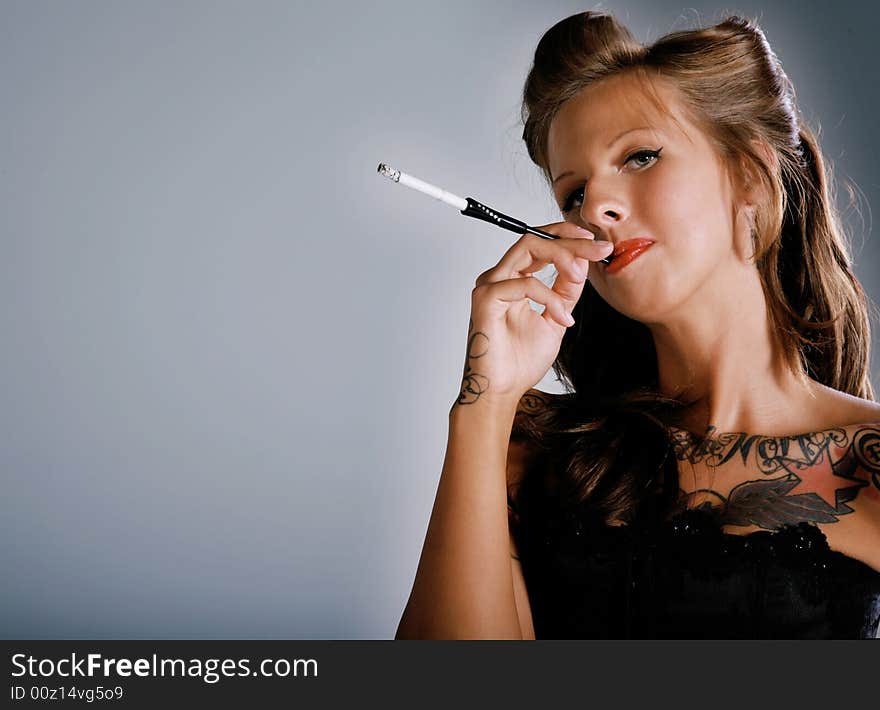 Smoking Rockabilly Girl