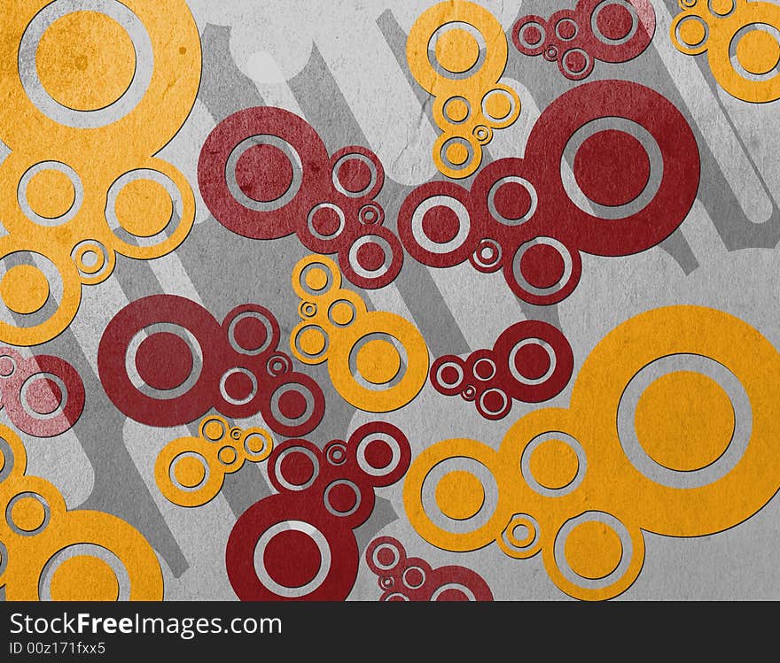 Abstract colorful grunge circles over a textured background. Abstract colorful grunge circles over a textured background