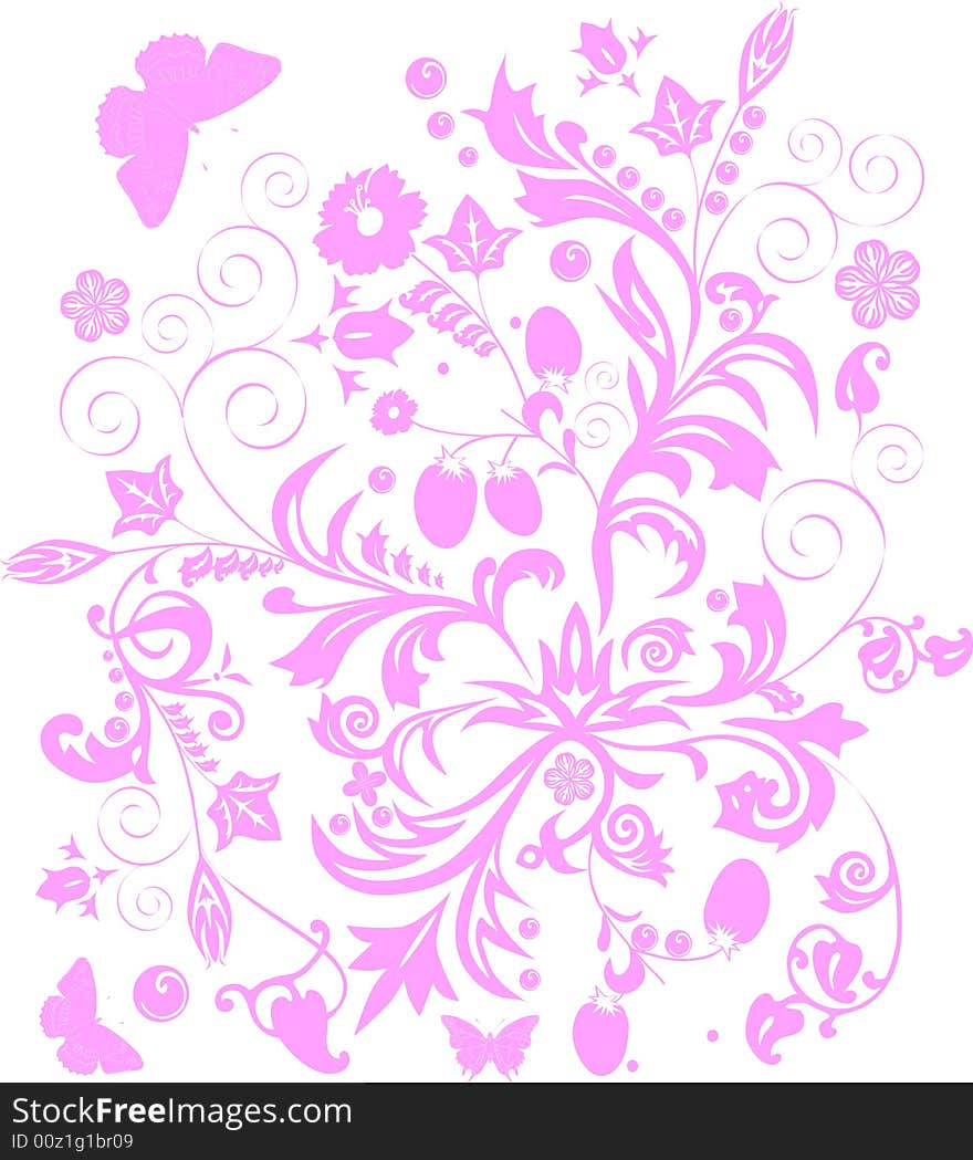 Illustration with traditional pink flower decoration. Illustration with traditional pink flower decoration