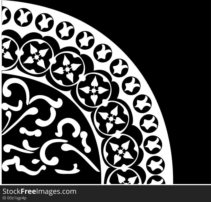 Illustration with white decoration on black background. Illustration with white decoration on black background