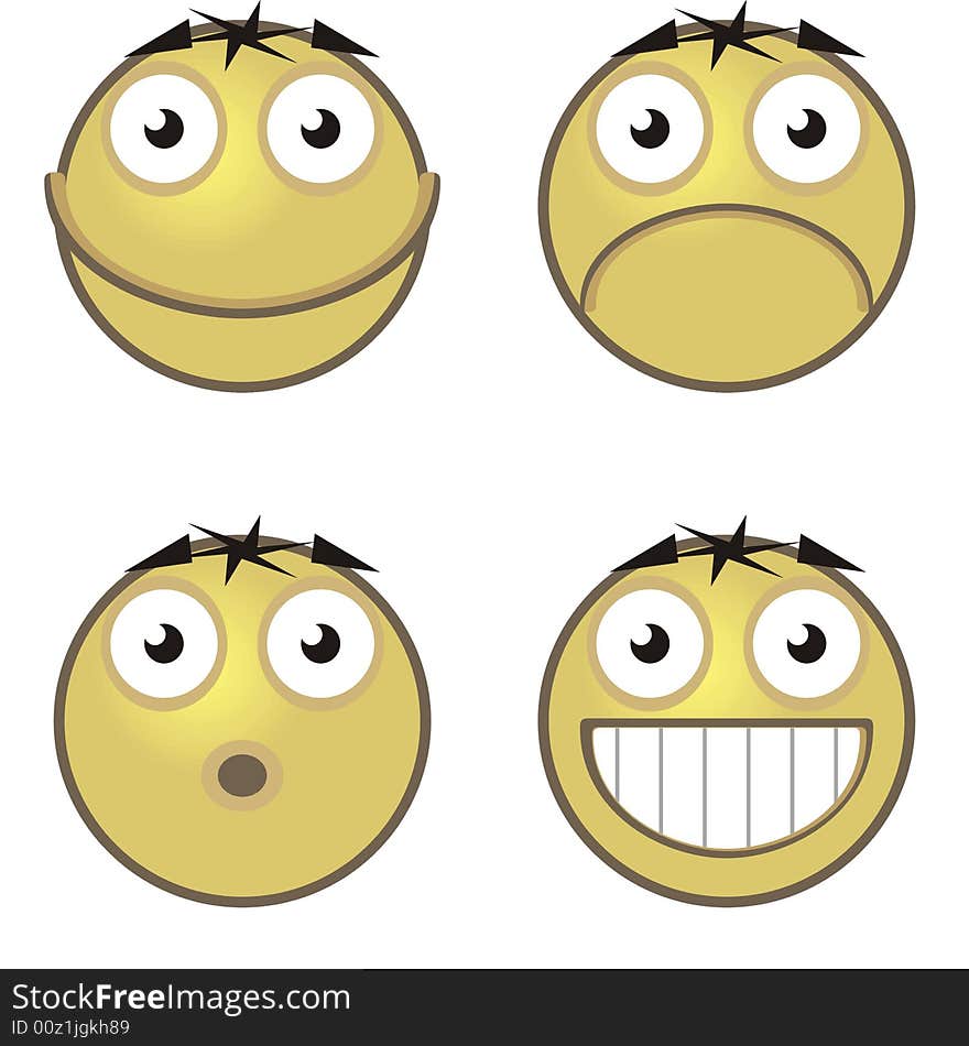 Art illustration: funny faces for emoticons