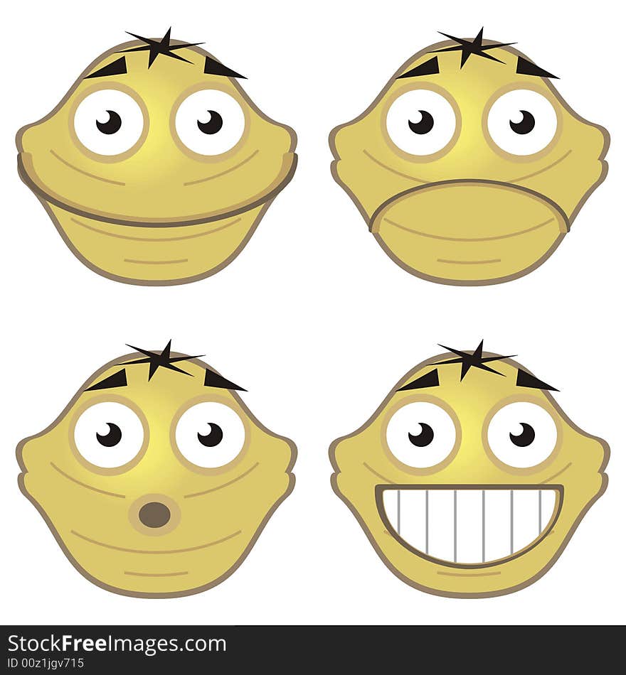 Art illustration: funny faces for emoticons