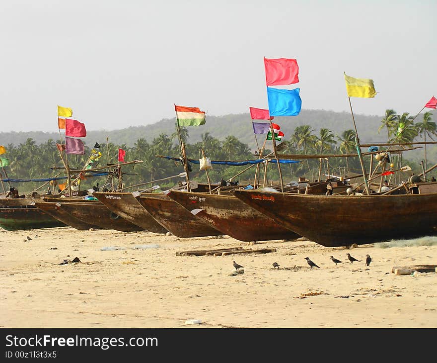 Fishing boats had been docked in for the day.