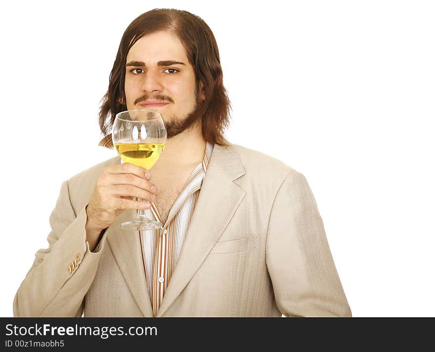 Handsome Young Man Holding Wine