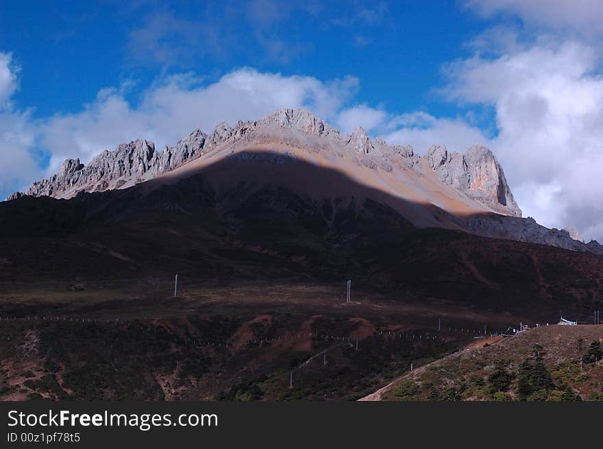 A beautiful rock mountain under sunlight in china